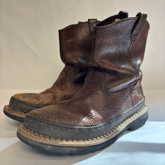 Georgia Boot Mens 7 Brown Leather Giant Pull On Work Boots‎ - Picture 1 of 13